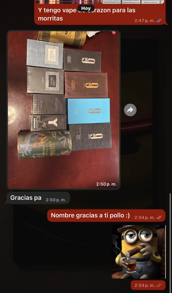Pedido de nueve perfumes entregado: "Gracias pa"