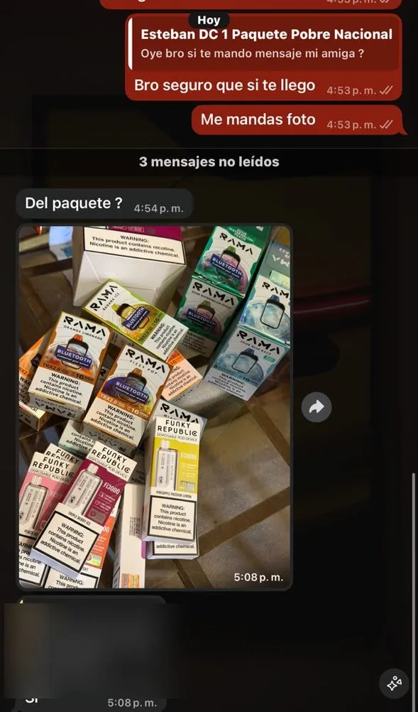 Paquete de vapes Rama y Funky Republic entregado