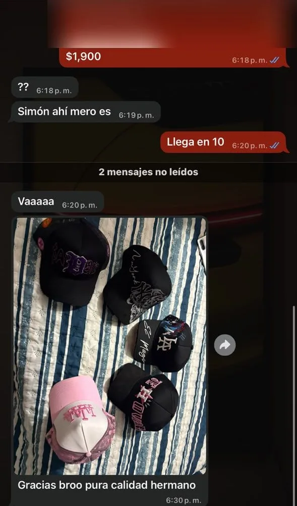 Cinco gorras entregadas: "pura calidad, hermano"