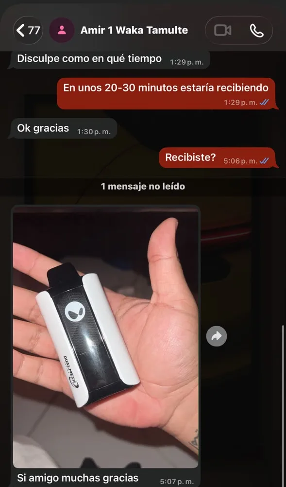 Waka entregado en 20 minutos: "sí amigo, muchas gracias"